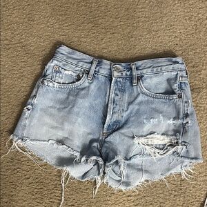 Agolde Frayed Light Blue Jean Shorts SZ 25